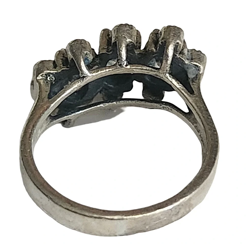 Vtg Sterling Silver 925 Marcasite Ring Size 7 - Picture 4 of 5